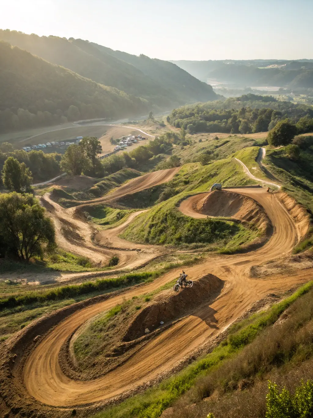 A scenic view of the Le Renard motocross site at MXBEYNAT, highlighting the natural terrain and well-maintained track.