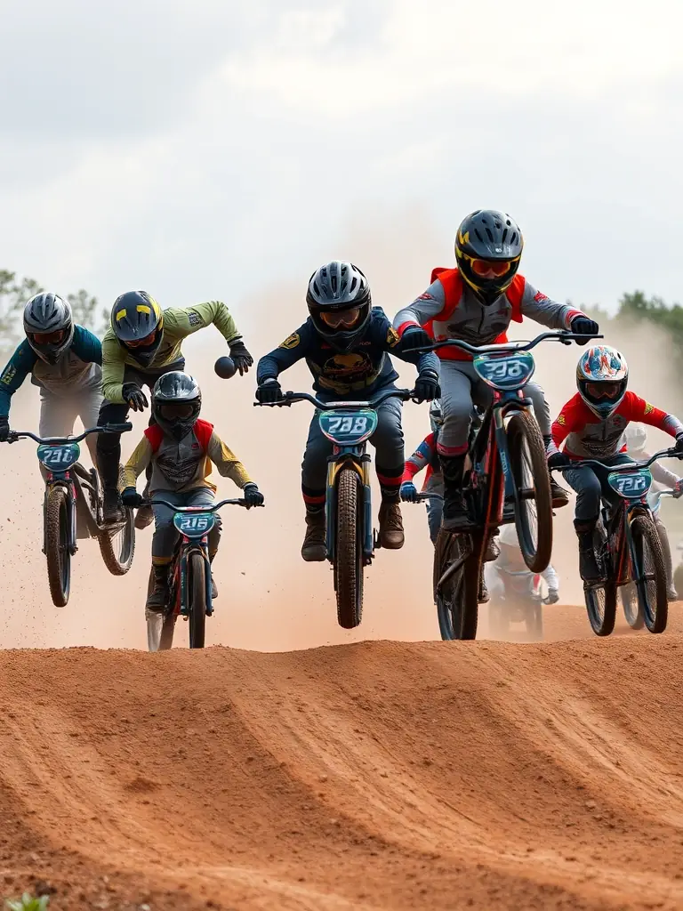 Image of a group of adult motocross riders participating in an advanced training session at MXBEYNAT, demonstrating the intensity and skill level.